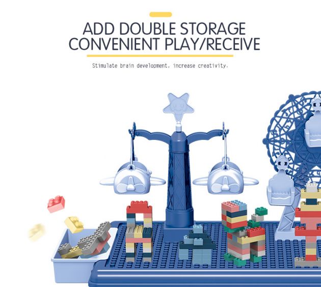 Εκπαιδευτικό Επιτραπέζιο Παιχνίδι Κατασκευής Λούνα Παρκ με Τουβλάκια 69τεμ & Τραπεζάκι