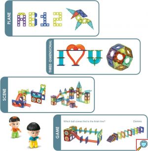 Εκπαιδευτικό Κατασκευαστικό Παιχνίδι για Παιδιά Ηλικίας 3+ Ετών με Φωτιζόμενα Μαγνητικά Τουβλάκια Κατασκευής 75 τμχ. Light Magnetic Blocks