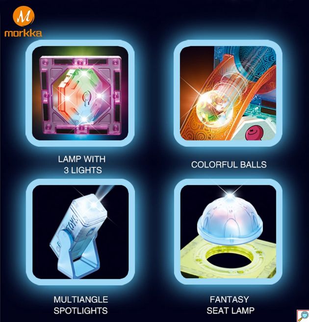 Εκπαιδευτικό Κατασκευαστικό Παιχνίδι για Παιδιά Ηλικίας 3+ Ετών με Φωτιζόμενα Μαγνητικά Τουβλάκια Κατασκευής 75 τμχ. Light Magnetic Blocks