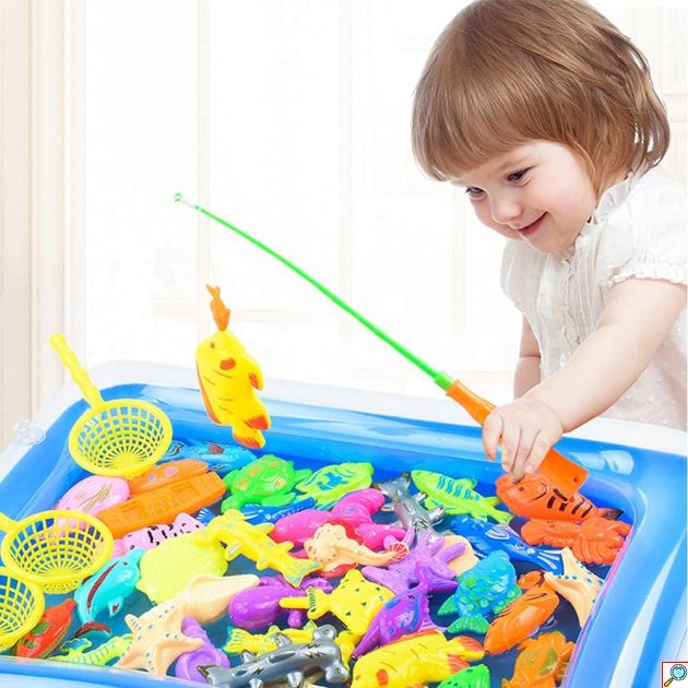 Εκπαιδευτικό Μαγνητικό Παιχνίδι Ψαρέματος με Καλάμια, Απόχες & Πισίνα για Ηλικίες 3+ Ετών