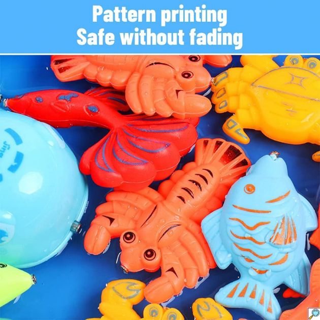 Εκπαιδευτικό Μαγνητικό Παιχνίδι Ψαρέματος με Καλάμια, Απόχες & Πισίνα για Ηλικίες 3+ Ετών