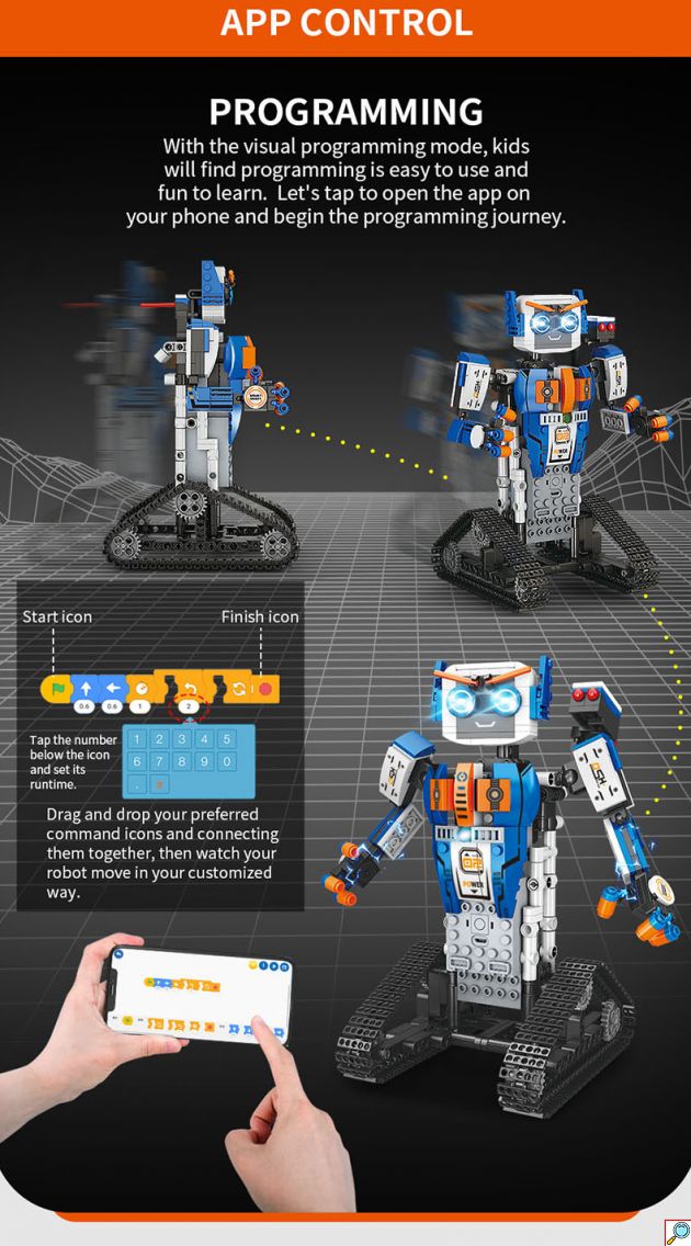 Εκπαιδευτικό Παιχνίδι Έξυπνο Συναρμολογούμενο Τηλεκατευθυνόμενο Ρομπότ