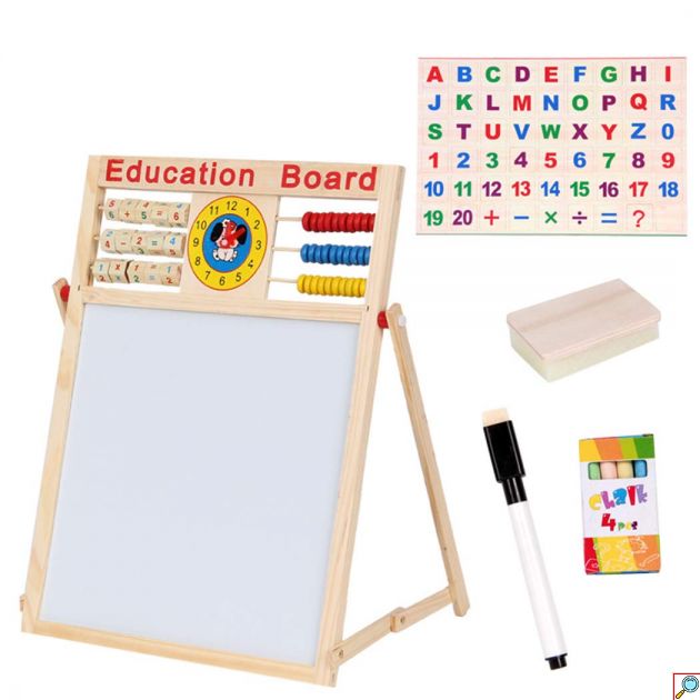 Εκπαιδευτικός Διπλός Ξύλινος Παιδικός Μαγνητικός Πίνακας & Μαυροπίνακας 44 x 32cm Ζωγραφικής Διπλής Όψης - Double Side Magnetic Board