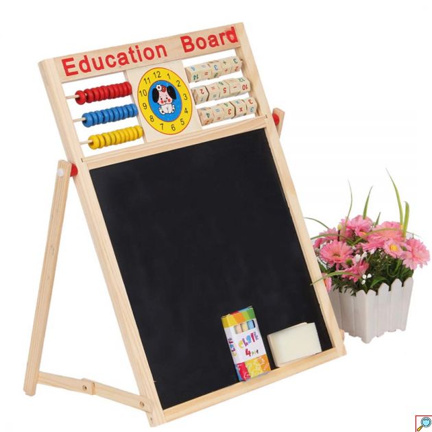 Εκπαιδευτικός Διπλός Ξύλινος Παιδικός Μαγνητικός Πίνακας & Μαυροπίνακας 44 x 32cm Ζωγραφικής Διπλής Όψης - Double Side Magnetic Board