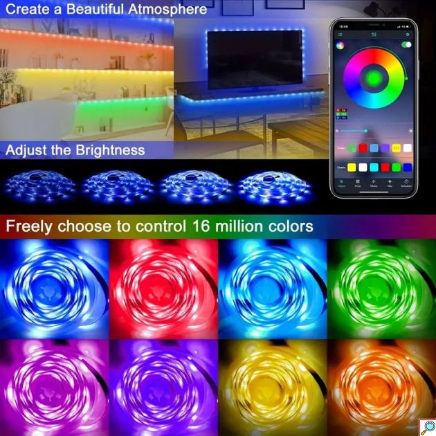 Έξυπνη Ταινία LED 5m Wifi με App Κινητού RGB Φωτορυθμικό Rixme 5050 USB 2.4GHz & Ασύρματο Χειριστήριο - Αυτοκόλλητος Ατμοσφαιρικός Φωτισμός