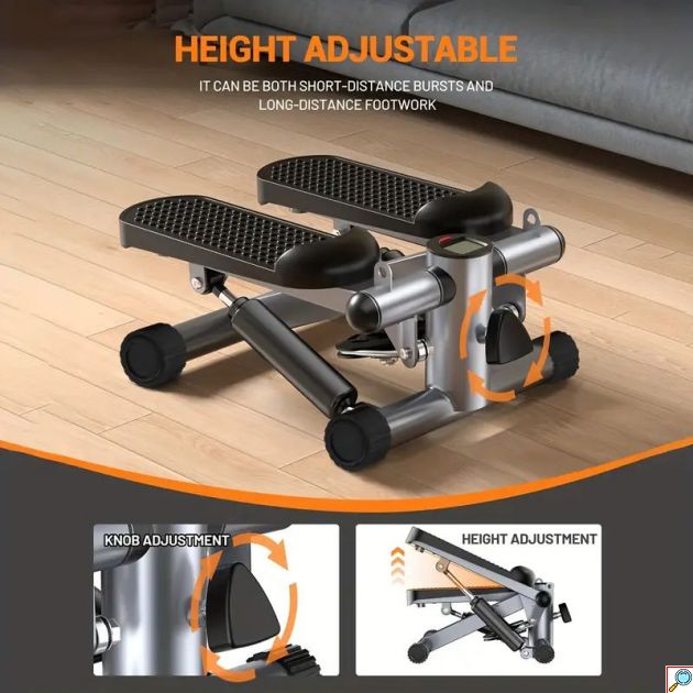 Ελλειπτικό Mini Stepper Πλάγιας Κίνησης για Εκγύμναση Όλου του Σώματος με LCD Οθόνη & Ρύθμιση ύψους - Μαύρο