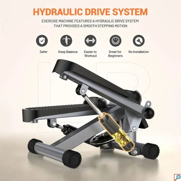 Ελλειπτικό Mini Stepper Πλάγιας Κίνησης για Εκγύμναση Όλου του Σώματος με LCD Οθόνη & Ρύθμιση ύψους - Μαύρο