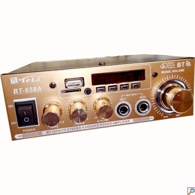 Ενισχυτής Ήχου με Karaoke με Bluetooth, USB, SD & FM Ραδιόφωνο σε Χρυσό Χρώμα BT-658A 
