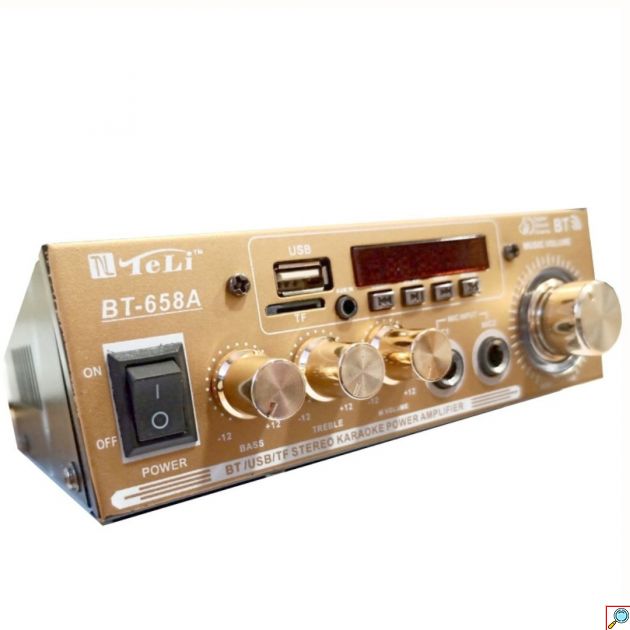 Ενισχυτής Ήχου με Karaoke με Bluetooth, USB, SD & FM Ραδιόφωνο σε Χρυσό Χρώμα BT-658A 