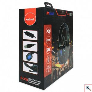Ενσύρματα Gaming Ακουστικά USB με Μικρόφωνο Andowl®, RGB Φωτισμό, Over Ear Headset Για PC, PS, XBOX, S-359
