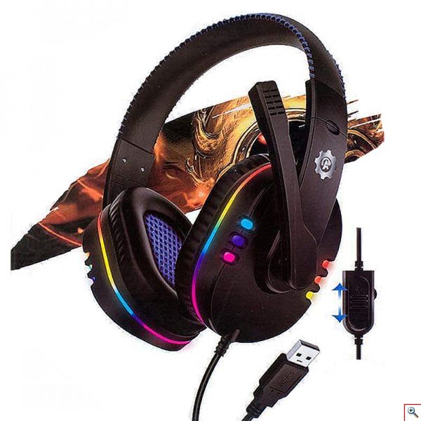 Ενσύρματα Gaming Ακουστικά USB με Μικρόφωνο Andowl®, RGB Φωτισμό, Over Ear Headset Για PC, PS, XBOX, S-359