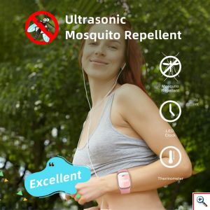 Έξυπνο Ηλεκτρονικό Εντομοαπωθητικό Αντικουνουπικό Υπέρηχων Ρολόι - Βραχιόλι για Μικρούς & Μεγάλους με Ψηφιακή Ένδειξη Ώρας & Θερμοκρασίας Σώματος Απωθητικό Μύγες