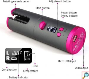 Επαναφορτιζόμενη USB Ασύρματη Φορητή Συσκευή για Μπούκλες Andowl με Ενσωματωμένη Μπαταρία και με Οθόνη LCD 