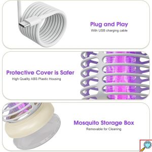 3 σε 1 Eπαναφορτιζόμενη Εντομοπαγίδα Κουνουπιών με Φωτισμό & Λειτουργία Νυχτερινού Φωτός