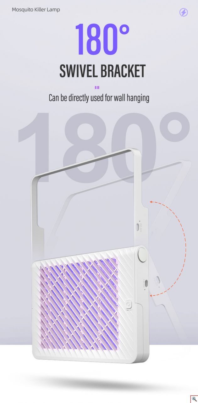 Νέας Γενιάς Φορητό Ηλεκτρικό Εντομοκτόνο με Μπαταρία Επαναφορτιζόμενη Επιτοίχιος & Επιτραπέζιος έως 30τμ Μωβ UV LED - Εξολοθρευτής Κουνουπιών - Εντόμων USB Led Light Mosquito Killer Pest