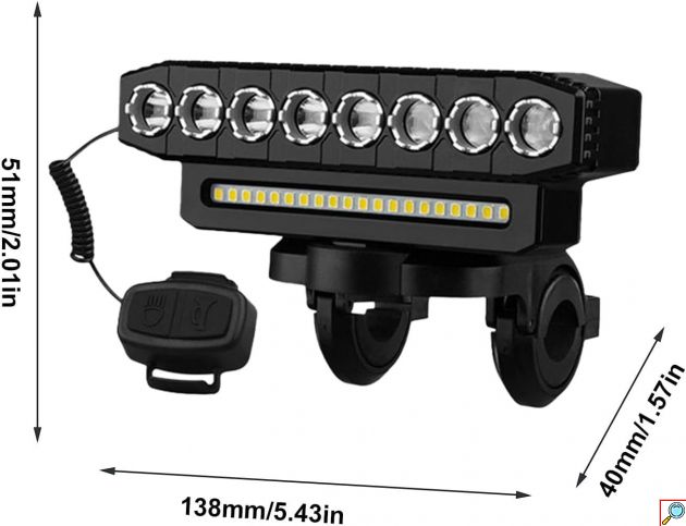 Επαναφορτιζόμενο Μπροστινό Φως Ποδηλάτου LED με Κόρνα – Αδιάβροχο, Υψηλής Φωτεινότητας με 6 Λειτουργίες