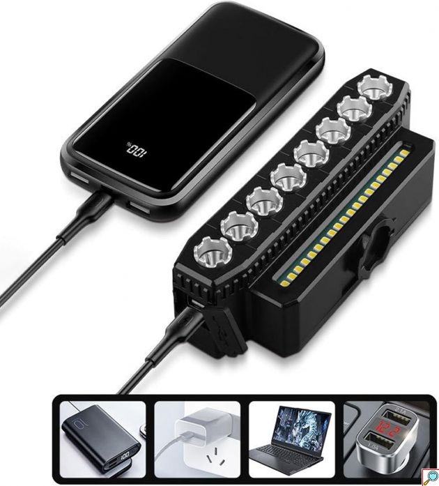 Επαναφορτιζόμενο Μπροστινό Φως Ποδηλάτου LED με Κόρνα – Αδιάβροχο, Υψηλής Φωτεινότητας με 6 Λειτουργίες