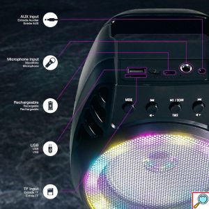 Επαναφορτιζόμενο Φορητό Ηχείο Bluetooth με Φωτισμό RGB, Bluetooth, USB & AUX 5W