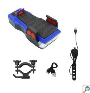 Αδιάβροχο Επαναφορτιζόμενο Φως Πορείας Ποδηλάτου USB LED 550LM με Κόρνα και Βάση Κινητού