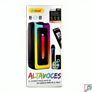 Επαναφορτιζόμενο Ηχείο Καραόκε - Subwoofer 40W Bluetooth με Μικρόφωνο, Ραδιόφωνο, Τηλεχειριστήριο και Διακοσμητικό RGB LED Φωτισμό - Andowl