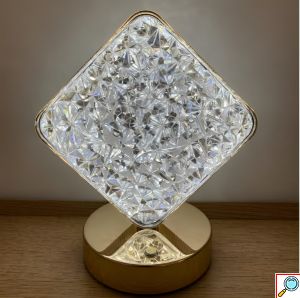 Επαναφορτιζόμενο LED Διακοσμητικό Φωτιστικό Ρόμβος με Εφέ Κρυστάλλου