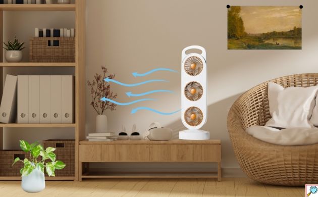 Επαναφορτιζόμενος Ανεμιστήρας Τριπλής Ροής Αέρα – Ισχυρός, Αθόρυβος και Φορητός