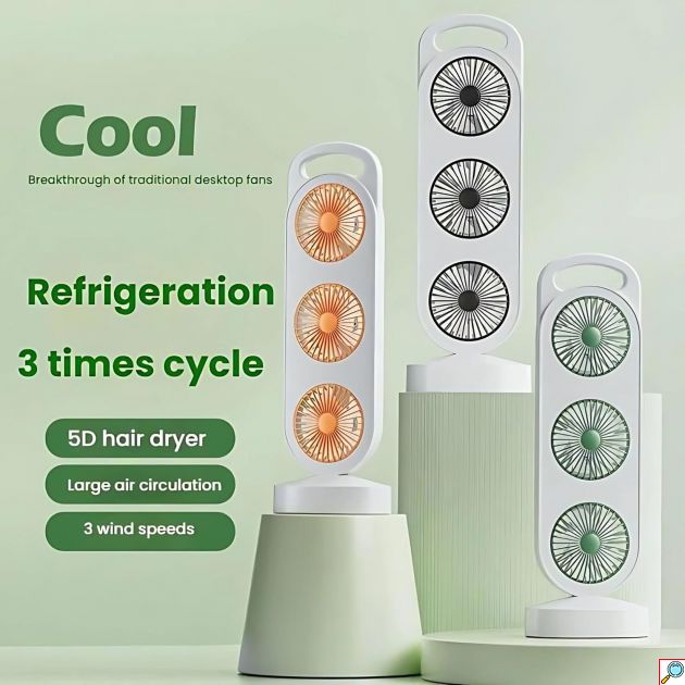 Επαναφορτιζόμενος Ανεμιστήρας Τριπλής Ροής Αέρα – Ισχυρός, Αθόρυβος και Φορητός