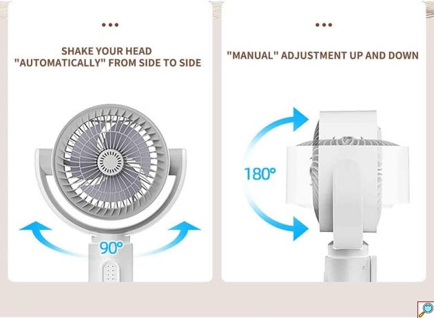 Επαναφορτιζόμενος Πτυσσόμενος Ανεμιστήρας Ορθοστάτης με Τηλεχειριστήριο & 5 Ταχύτητες - Arrango