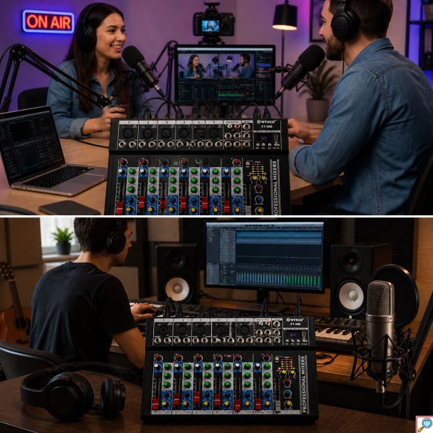 Μίκτης Ήχου DJ 7 Καναλιών με Bluetooth Streaming, USB και Επαγγελματικά FX WVNGR F7-MB 