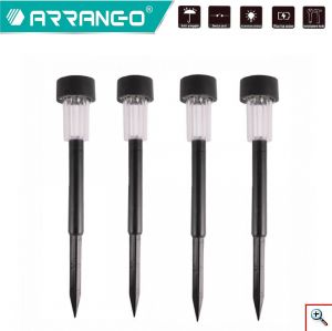 ARRANGO® Σετ 4x Αδιάβροχο Επιδαπέδιο Ηλιακό LED Φωτιστικό - Πάσσαλος 2.5W Κήπου Inox