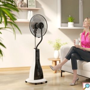 Επιδαπέδιος Ανεμιστήρας Υδρονέφωσης 90W 40cm με Τηλεχειριστήριο Hoomei