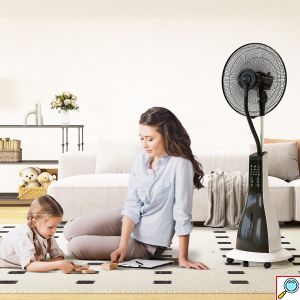 Επιδαπέδιος Ανεμιστήρας Υδρονέφωσης 90W 40cm με Τηλεχειριστήριο Hoomei