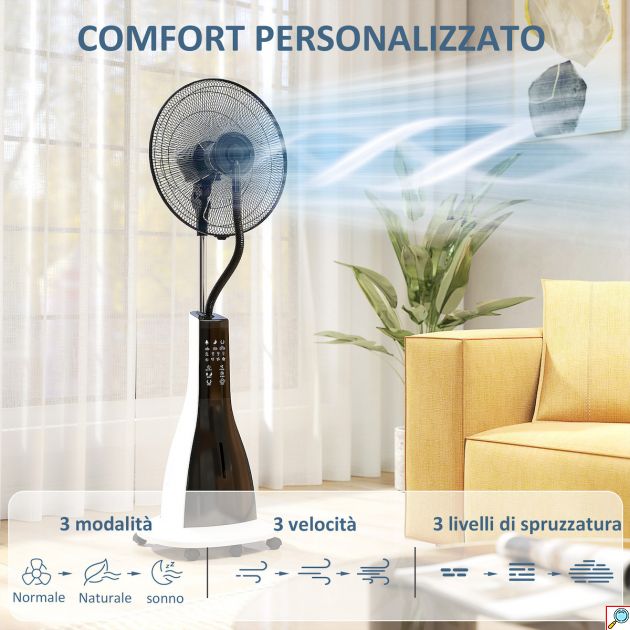 Επιδαπέδιος Ανεμιστήρας Υδρονέφωσης 90W 40cm με Τηλεχειριστήριο Hoomei