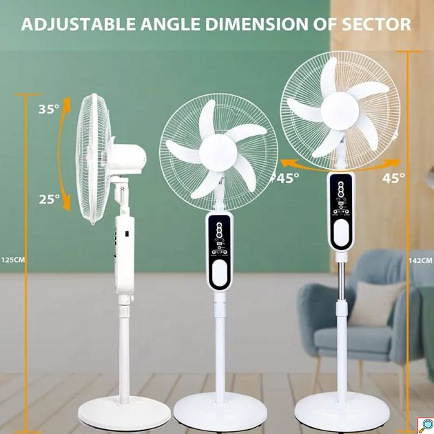 Επιδαπέδιος Ηλιακός Επαναφορτιζόμενος Αυτόνομος Φορητός Ανεμιστήρας 40cm 10W με 5 Ταχύτητες - USB Powerbank Έξοδο Φόρτισης, Τηλεχειριστήριο & Λάμπα LED