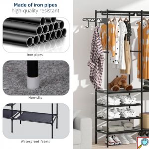 Έπιπλο Εισόδου με Κρεμάστρες & Ράφια 160x33x173 cm με Μεταλλικό Σκελετό