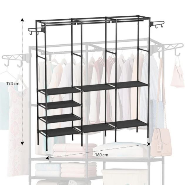 Έπιπλο Εισόδου με Κρεμάστρες & Ράφια 160x33x173 cm με Μεταλλικό Σκελετό