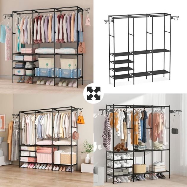 Έπιπλο Εισόδου με Κρεμάστρες & Ράφια 160x33x173 cm με Μεταλλικό Σκελετό