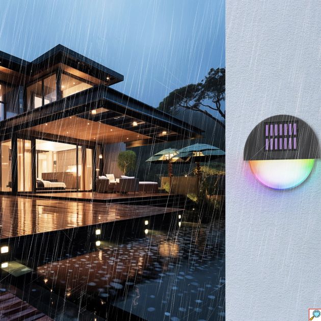 Επιτοίχιο LED Ηλιακό Φωτιστικό με RGB Φωτισμό & Προστασία IP44 9 x 4 x 8.5 cm