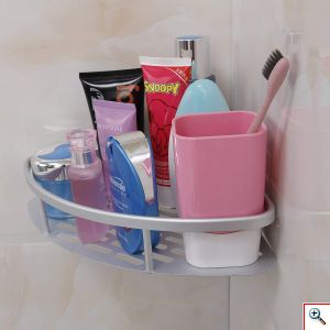 Επιτοίχιο Γωνιακό Αυτοκόλλητο - Ράφι Μπάνιου Μεταλλικό– Corner Back Magic Sticker