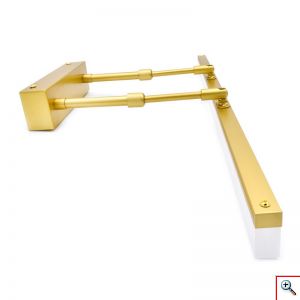 Επιτοίχιο Χρυσό LED 12 W Φωτιστικό - Ράγα 50 cm, με Τηλεσκοπικούς Βραχίονες, Ελευθερία Κίνησης 180º, Λευκό Φως με 120º Γωνία Προβολής, OEM AN-WL18