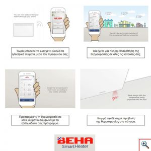 Επιτοίχιος Θερμοπομπός Ρεύματος με Μεταλλικό Περίβλημα, WiFi, Προβολέα Θερμοκρασίας στο Δάπεδο & Ηλεκτρονικό Θερμοστάτη, BEHA Νορβηγικής Κατασκευής