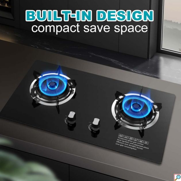 WinningStar Επιτραπέζια Διπλή Εστία Αερίου 3.5KW με Αυτόματη Ανάφλεξη ST-5662