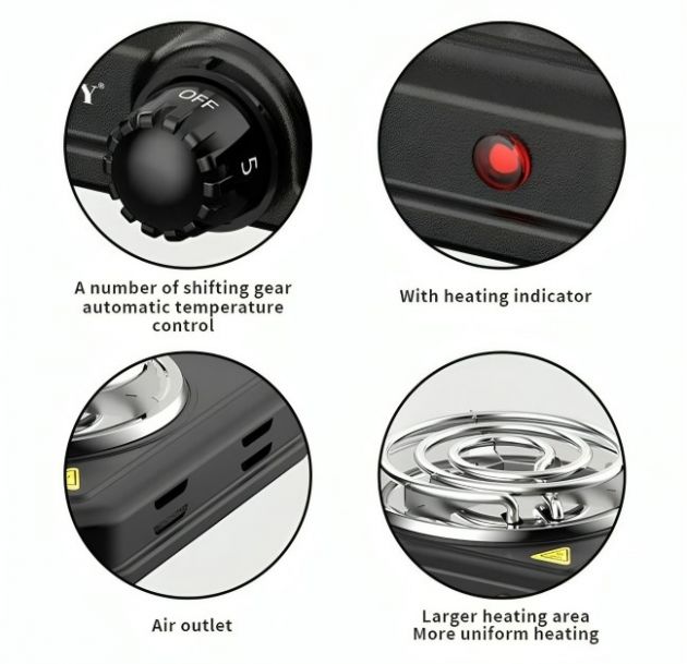 Επιτραπέζια Μονή Εστία Μαγειρέματος 1000W - SOKANY