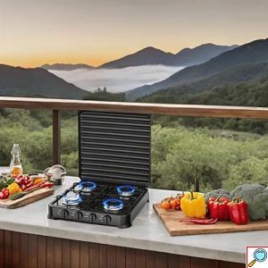 Επιτραπέζια Τετραπλή Εστία Υγραερίου Hoomei με 4 Εστίες 2.2KW και Καπάκι Προστασίας