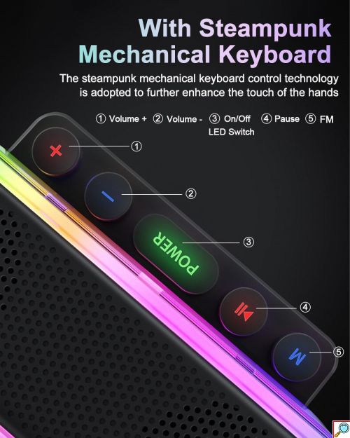 Επιτραπέζιο Bluetooth Ηχείο RGB 1200mAh με Μηχανικά Πλήκτρα Μαύρο