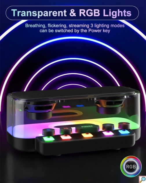Επιτραπέζιο Bluetooth Ηχείο RGB 1200mAh με Μηχανικά Πλήκτρα Μαύρο