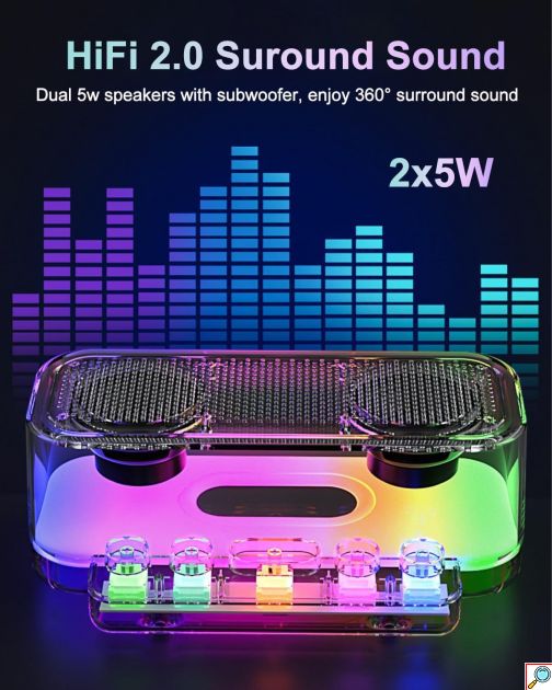 Επιτραπέζιο Bluetooth Ηχείο RGB 1200mAh με Μηχανικά Πλήκτρα Μαύρο