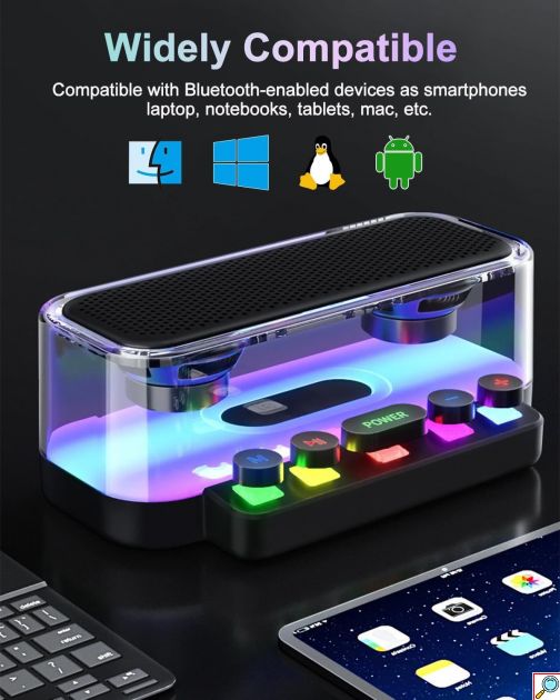 Επιτραπέζιο Bluetooth Ηχείο RGB 1200mAh με Μηχανικά Πλήκτρα Μαύρο