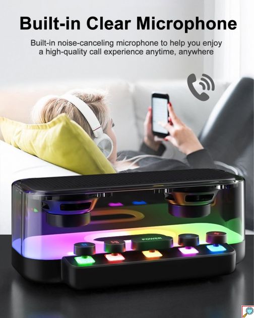 Επιτραπέζιο Bluetooth Ηχείο RGB 1200mAh με Μηχανικά Πλήκτρα Μαύρο