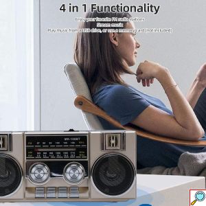Επιτραπέζιο Ραδιόφωνο Retro 4 σε 1 - FM AM, Bluetooth, USB, Κάρτα μνήμης - CMiK